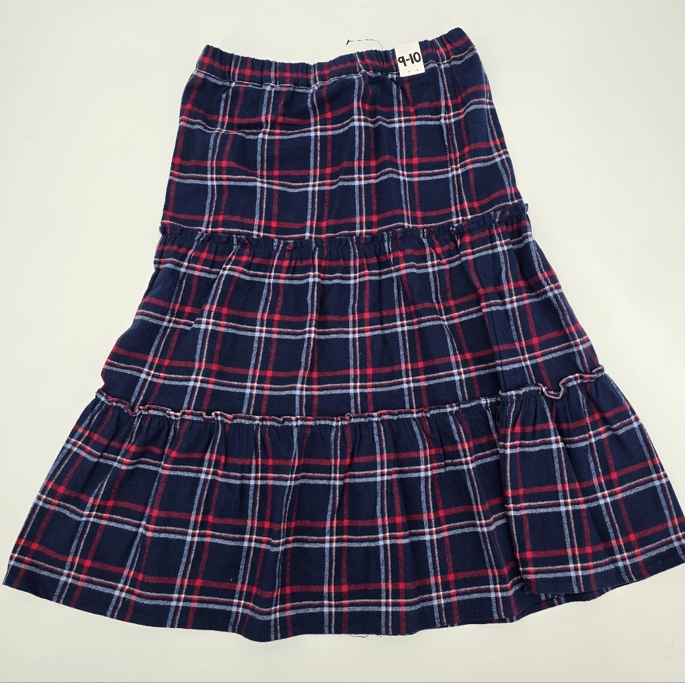 Cotton-On Kids Plaid Tiered Skirt - Navy and Red Size 9-10 NWT